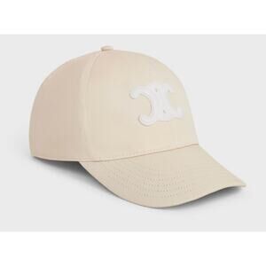 Celine Triomphe Baseball Hat Cap Womens Logo Medium M 56-60 Vanilla